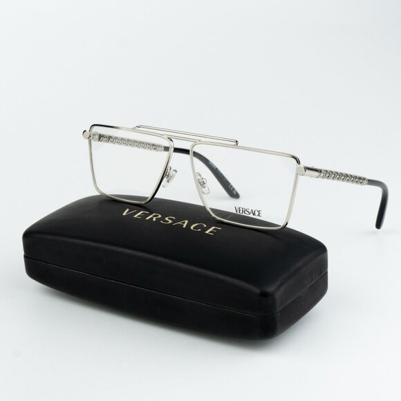 NEW Versace VE1295 1000 Silver Pilot Unisex Eyeglasses VE 1295 - Picture 2 of 11